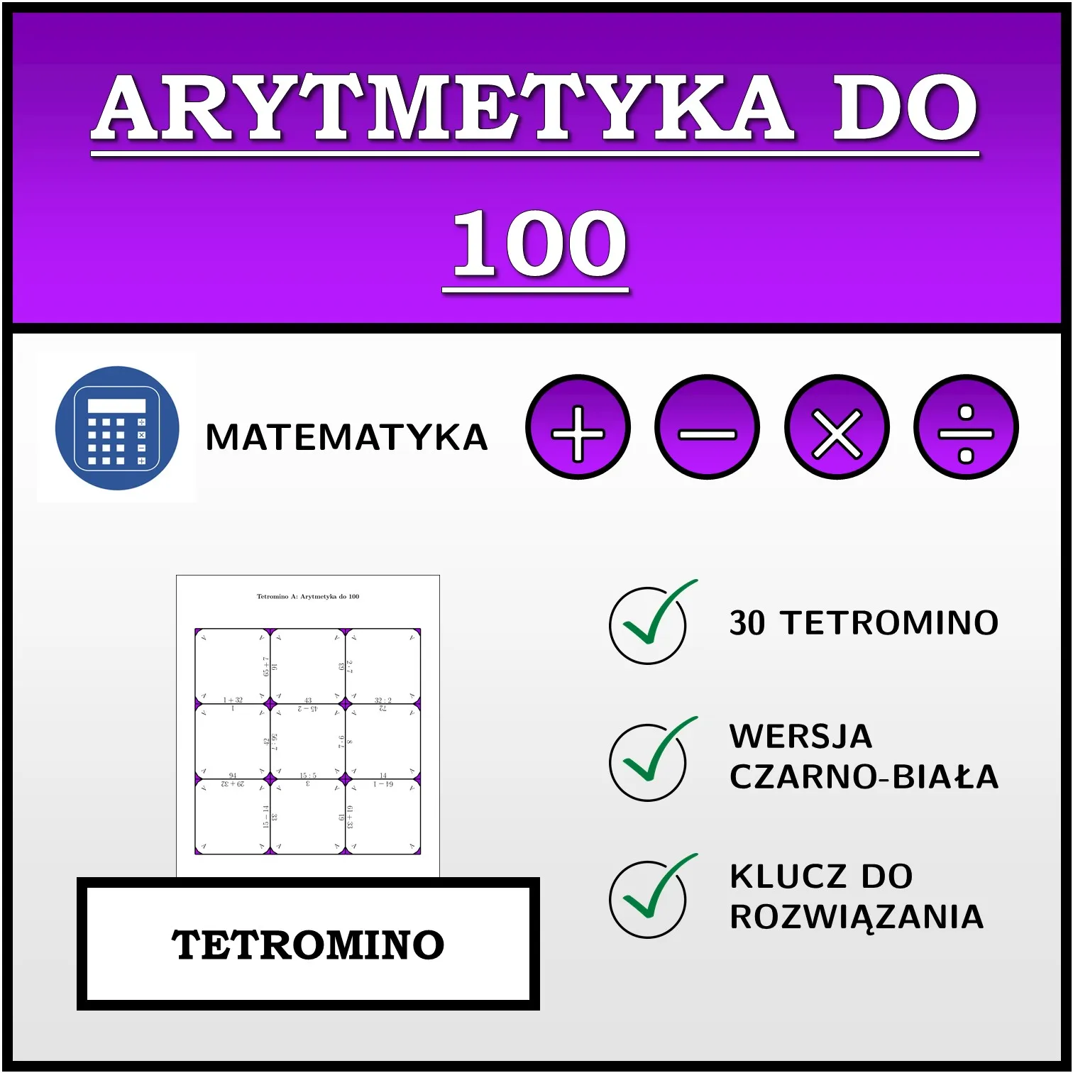 Tetromino: Arytmetyka do 100