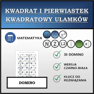 Domino: Kwadrat i pierwiastek kwadratowy ułamków