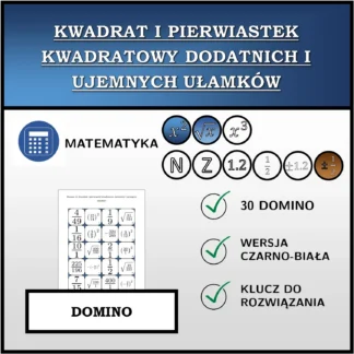 Domino: Kwadrat i pierwiastek kwadratowy dodatnich i ujemnych ułamków