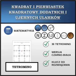 Tetromino: Kwadrat i pierwiastek kwadratowy dodatnich i ujemnych ułamków