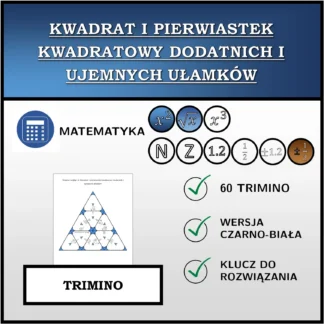 Trimino: Kwadrat i pierwiastek kwadratowy dodatnich i ujemnych ułamków