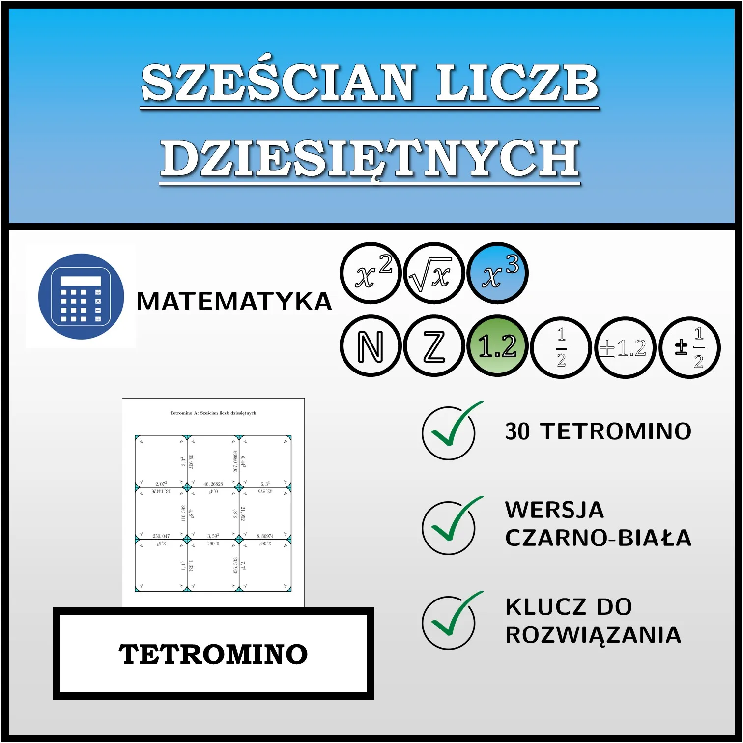 Tetromino: Sześcian liczb dziesiętnych