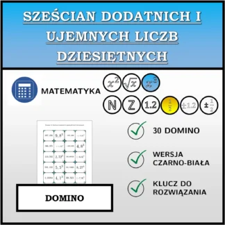 Domino: Sześcian dodatnich i ujemnych liczb dziesiętnych