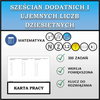 Karta pracy: Sześcian dodatnich i ujemnych liczb dziesiętnych