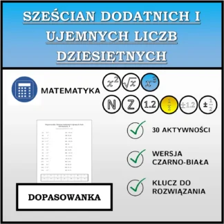 Dopasowanka: Sześcian dodatnich i ujemnych liczb dziesiętnych