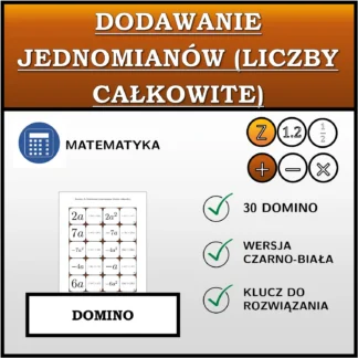 Domino: Dodawanie jednomianów (liczby całkowite)