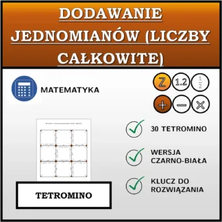 Tetromino: Dodawanie jednomianów (liczby całkowite)