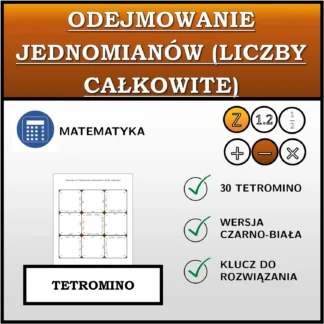 Tetromino: Odejmowanie jednomianów (liczby całkowite)