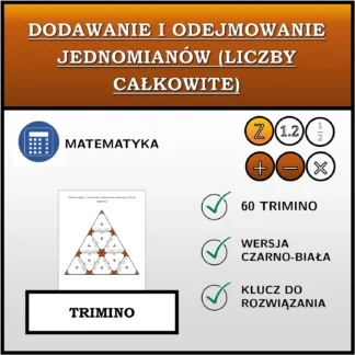 Trimino: Dodawanie i odejmowanie jednomianów (liczby całkowite)
