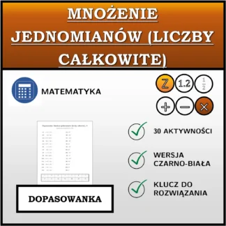 Dopasowanka: Mnożenie jednomianów (liczby całkowite)