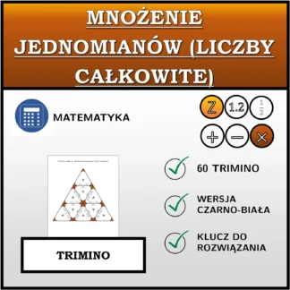 Trimino: Mnożenie jednomianów (liczby całkowite)