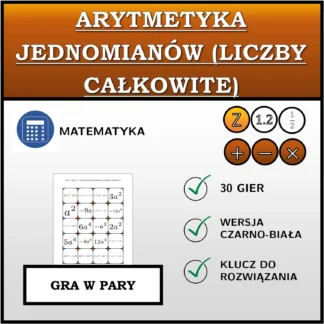 Gra w pary: Arytmetyka jednomianów (liczby całkowite)