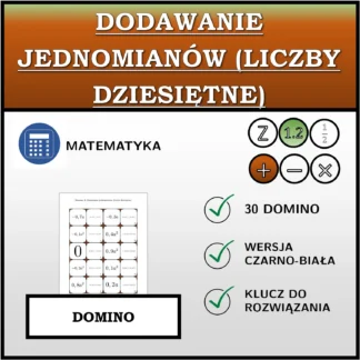 Domino: Dodawanie jednomianów (liczby dziesiętne)