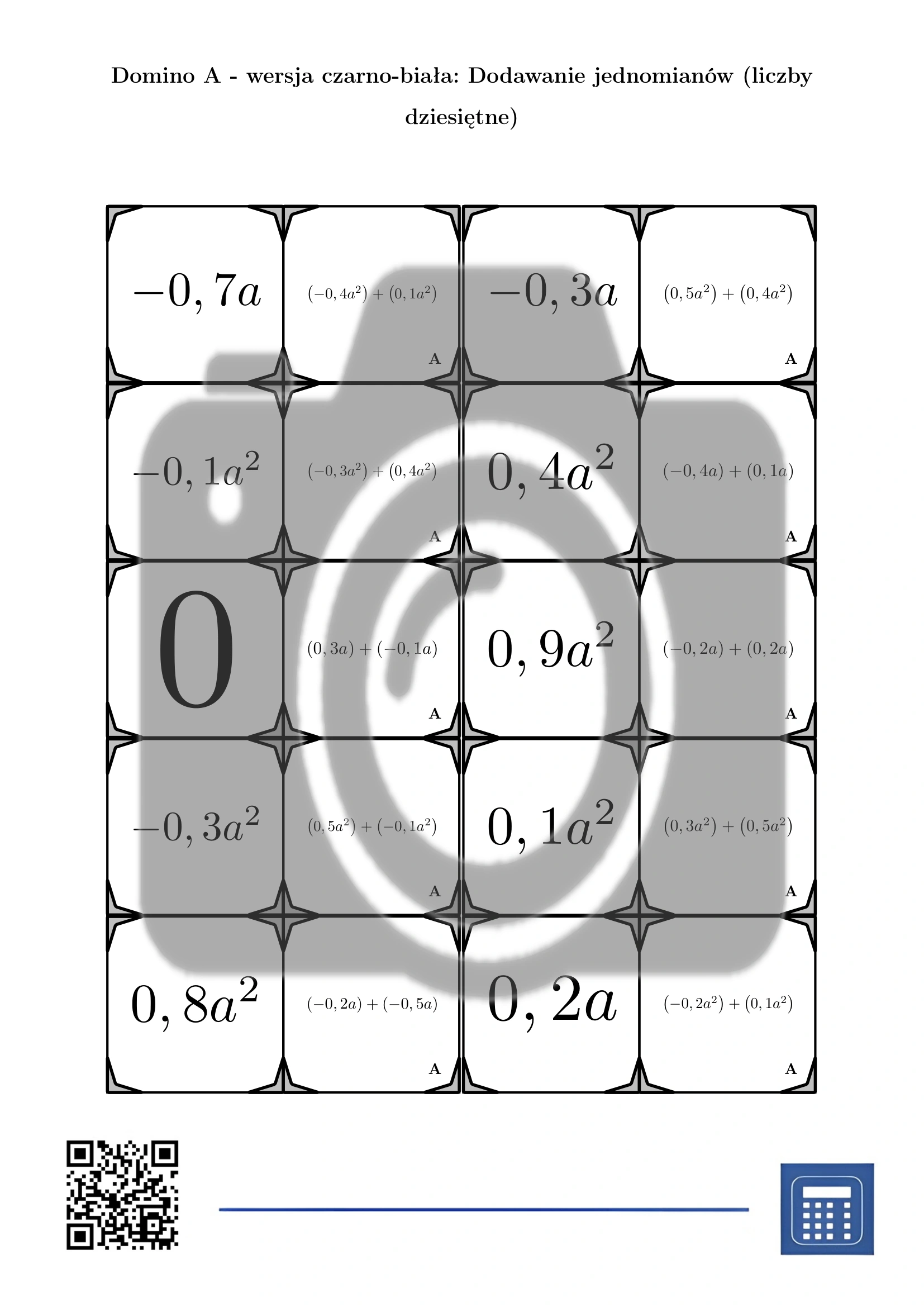 Domino: Dodawanie jednomianów (liczby dziesiętne) - obrazek 3