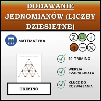 Trimino: Dodawanie jednomianów (liczby dziesiętne)