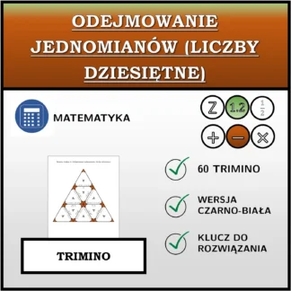 Trimino: Odejmowanie jednomianów (liczby dziesiętne)