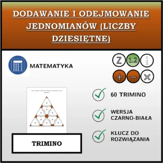 Trimino: Dodawanie i odejmowanie jednomianów (liczby dziesiętne)