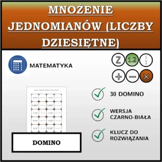 Domino: Mnożenie jednomianów (liczby dziesiętne)