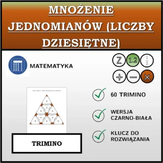 Trimino: Mnożenie jednomianów (liczby dziesiętne)
