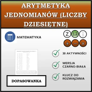 Dopasowanka: Arytmetyka jednomianów (liczby dziesiętne)