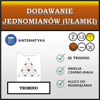 Trimino: Dodawanie jednomianów (ułamki)