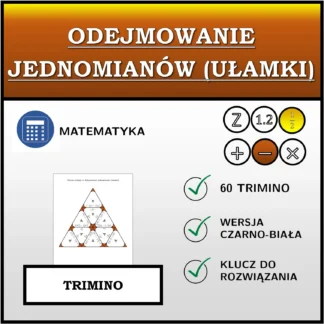 Trimino: Odejmowanie jednomianów (ułamki)