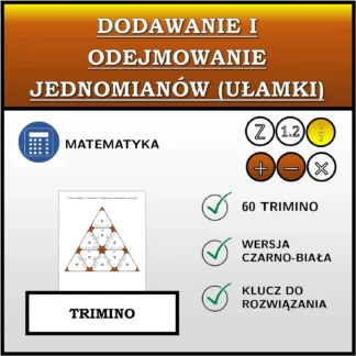 Trimino: Dodawanie i odejmowanie jednomianów (ułamki)