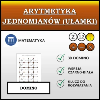 Domino: Arytmetyka jednomianów (ułamki)