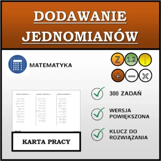 Karta pracy: Dodawanie jednomianów