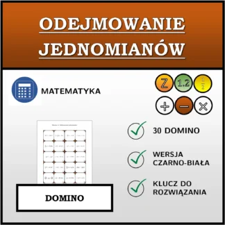 Domino: Odejmowanie jednomianów