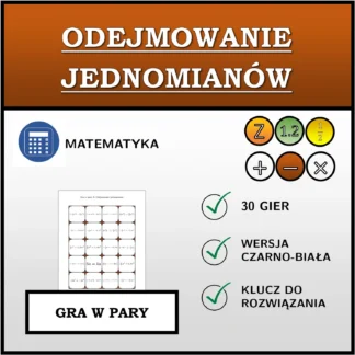 Gra w pary: Odejmowanie jednomianów