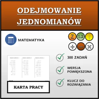 Karta pracy: Odejmowanie jednomianów