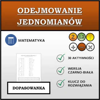 Dopasowanka: Odejmowanie jednomianów