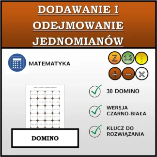 Domino: Dodawanie i odejmowanie jednomianów