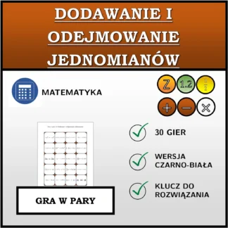 Gra w pary: Dodawanie i odejmowanie jednomianów