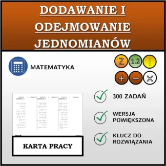 Karta pracy: Dodawanie i odejmowanie jednomianów