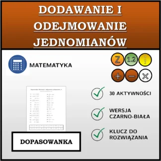 Dopasowanka: Dodawanie i odejmowanie jednomianów