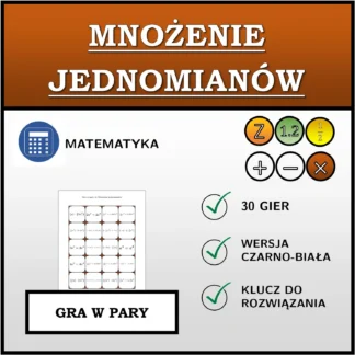 Gra w pary: Mnożenie jednomianów