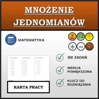 Karta pracy: Mnożenie jednomianów