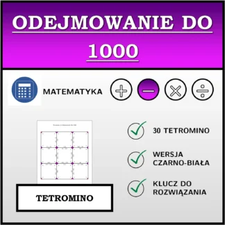 Tetromino: Odejmowanie do 1000