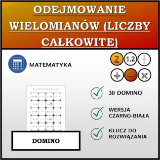 Domino: Odejmowanie wielomianów (liczby całkowite)