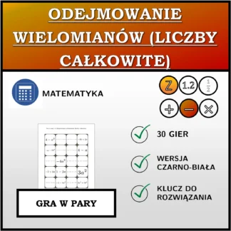 Gra w pary: Odejmowanie wielomianów (liczby całkowite)