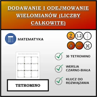 Tetromino: Dodawanie i odejmowanie wielomianów (liczby całkowite)