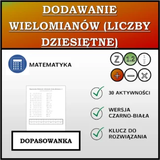 Dopasowanka: Dodawanie wielomianów (liczby dziesiętne)