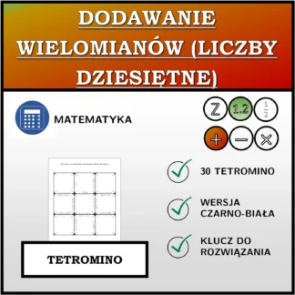 Tetromino: Dodawanie wielomianów (liczby dziesiętne)