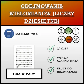 Gra w pary: Odejmowanie wielomianów (liczby dziesiętne)