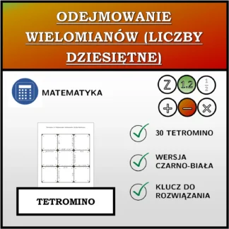 Tetromino: Odejmowanie wielomianów (liczby dziesiętne)