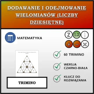 Trimino: Dodawanie i odejmowanie wielomianów (liczby dziesiętne)
