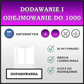 Dopasowanka: Dodawanie i odejmowanie do 1000