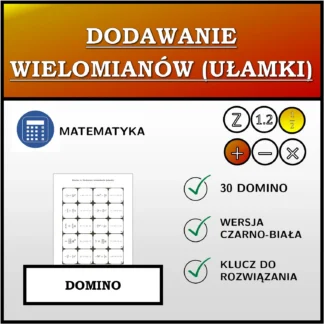 Domino: Dodawanie wielomianów (ułamki)